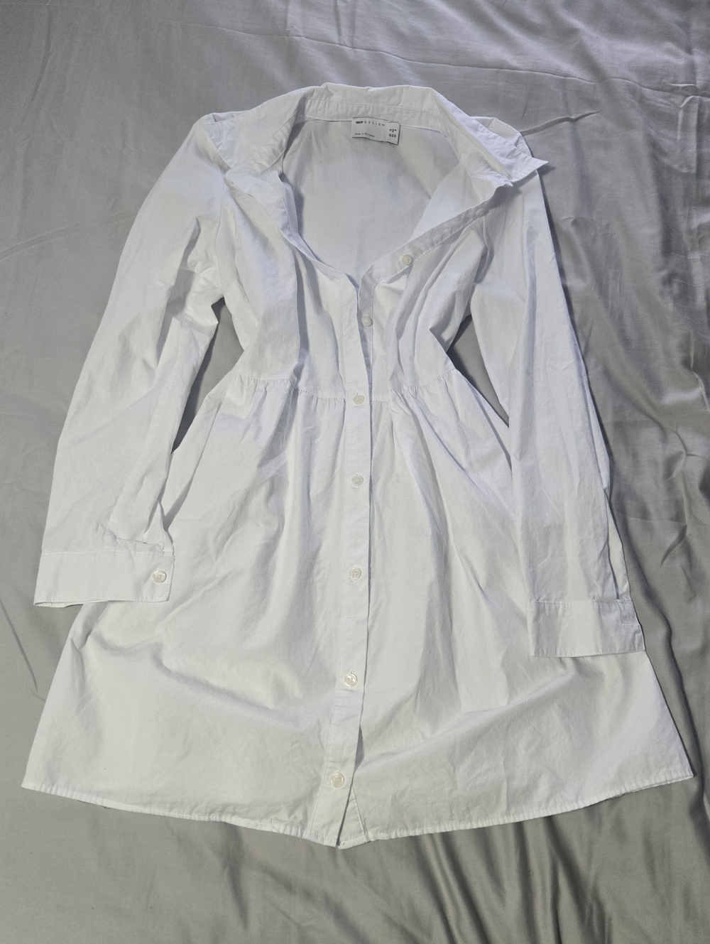 ASOS White Long Sleeve Button-Front Casual Shirt Dress